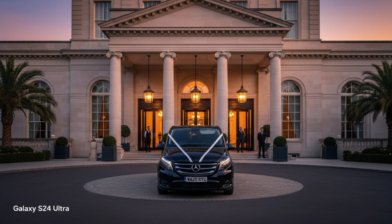 Wedding Car for Groom & Bridesmaids with a chauffeur-driven White 7 car prepared for the occasion
